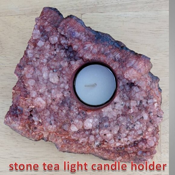 Crystal stone tea light candle holder - RED